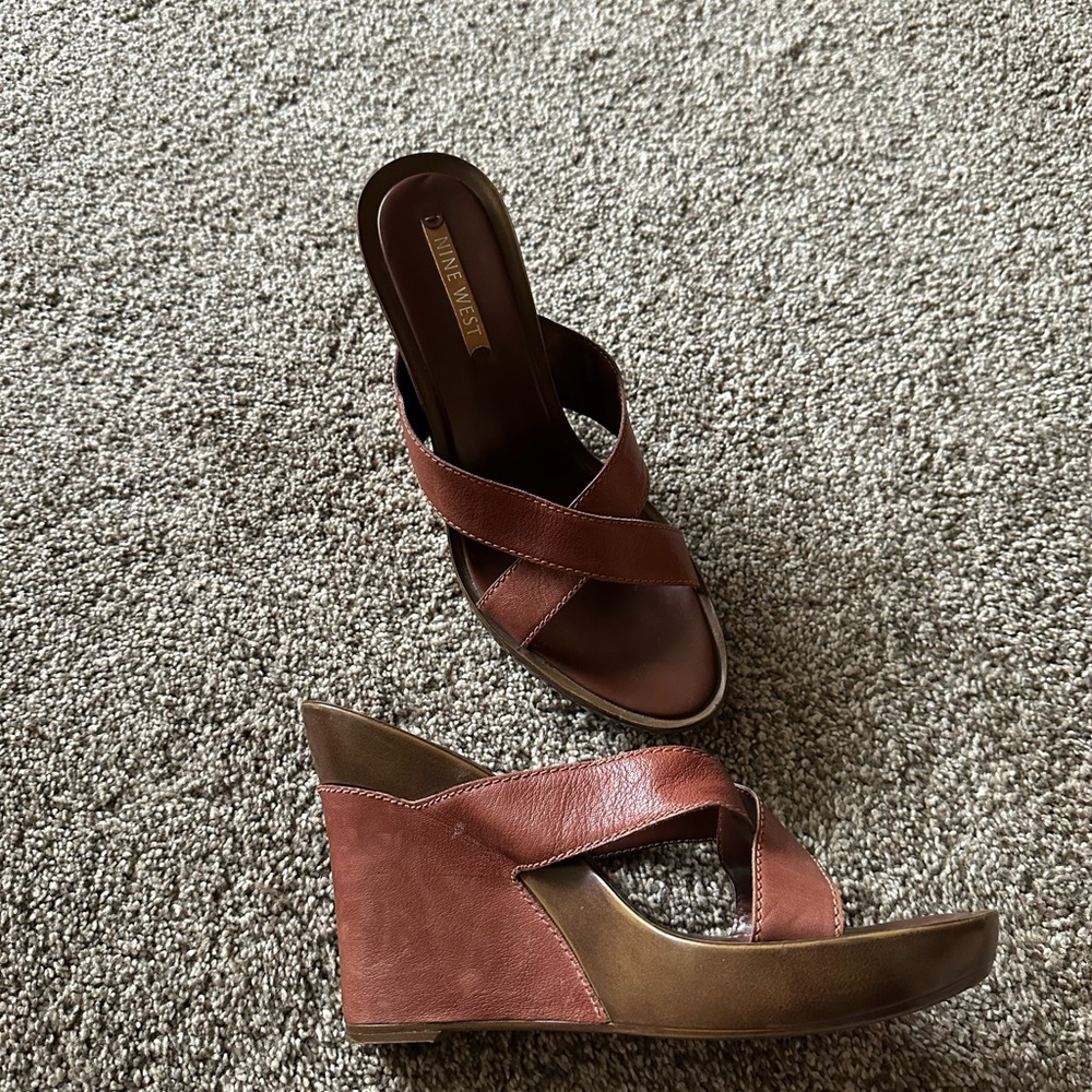 Brown Wedge Sandals - Picture 4 of 9